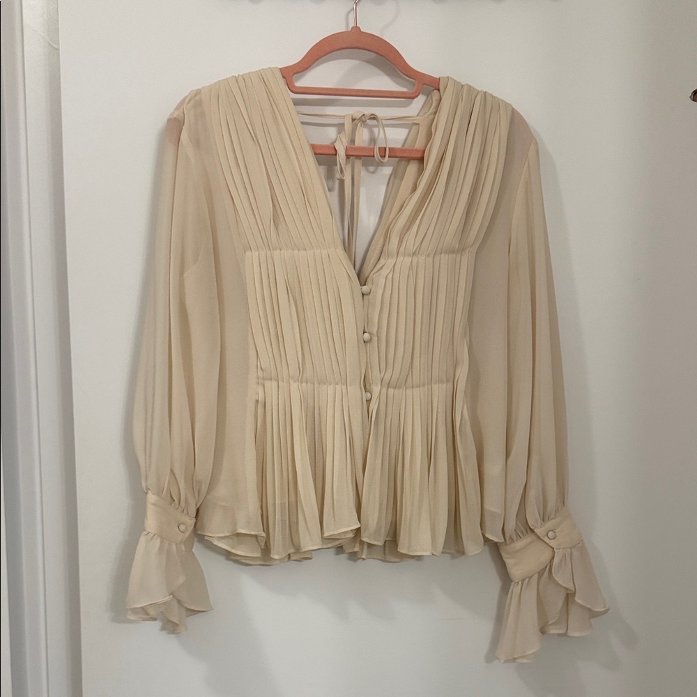Olivia James Chic Cream Pleated Blouse